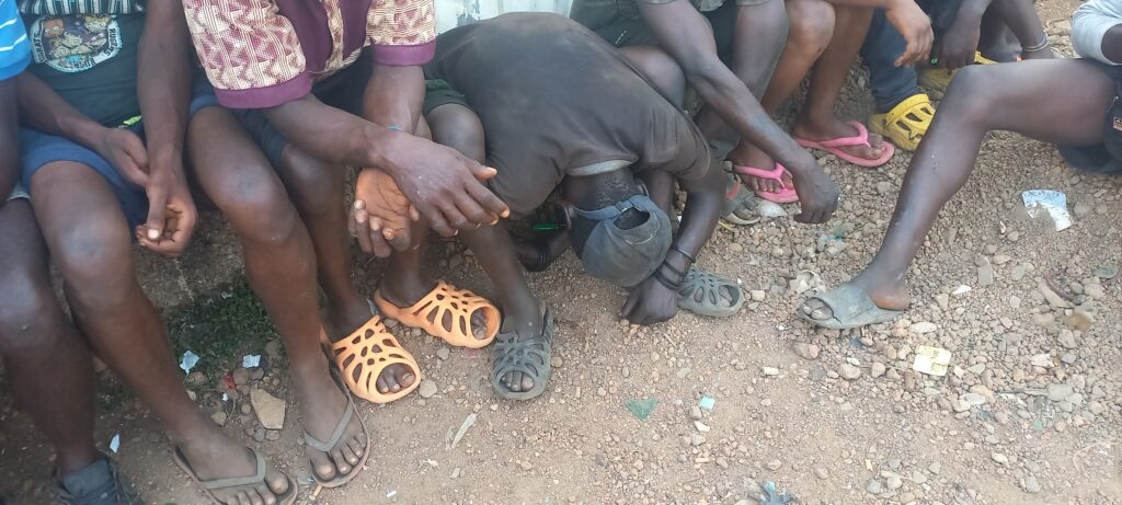 Young people with substance abuse issues in a hideout in Lumley, Freetown. Photo Credit: Kemo Cham/Engage Salone.